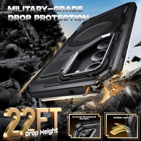 for Samsung Galaxy S22 Ultra/S23 Ultra Case with MagSafe[Built-in Camera Cover Stand][Military-Grade Shockproof][Dual Layer Protection]Heavy Duty Bumper for S22 Ultra/S23 Ultra Phone Case,Black in Kuwait