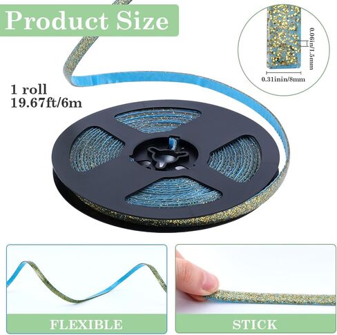 GORGECRAFT 6.56 Yards Caulk Strip 1/3" Self Adhesive Silver Bathroom Corner Ceramic Tile Caulking Gap Tape Moulding Trim Strips Decorative Sealing Sealant Tape for Stove Sink Toilet Bathtub Wall Edge in Saudi Arabia