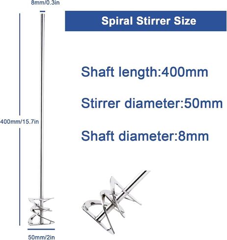 ONiLAB 18900071 316L Stainless Steel 4 Bladed Propeller Stirrer ，50 mm Stirrer Diameter, 8 mm Shaft Diameter, 400 mm Shaft Length in Kuwait