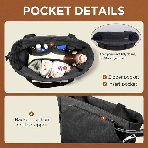 SMRITI Tennis Tote Bag Canvas, Large Sports Handbag Tennis Racket Bag for Women, Portable Tennis Racquet Shoulder Bag for Badminton, Pickleball, Padel in Kuwait