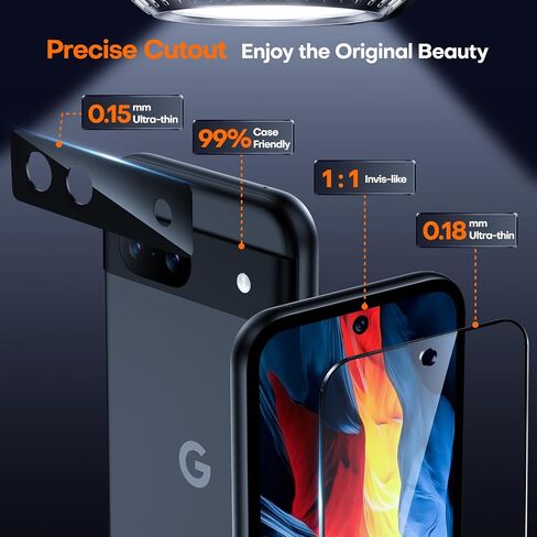 TAURI 2 Pack Screen Protector for Google Pixel 8a + 2 Pack Camera Lens Protector, 9H Hardness Tempered Glass with Installation Frame [Anti Scratch] HD Clear Film for Pixel 8A in Saudi Arabia