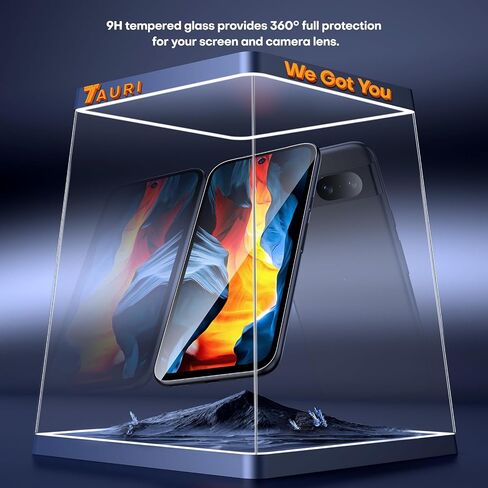 TAURI 2 Pack Screen Protector for Google Pixel 8a + 2 Pack Camera Lens Protector, 9H Hardness Tempered Glass with Installation Frame [Anti Scratch] HD Clear Film for Pixel 8A in Saudi Arabia