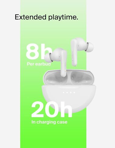 Belkin SoundForm Rhythm True Wireless Earbuds with Built-in Microphone, USB-C Fast Charging, 28H Battery Life, IPX5 Water Resistance - Bluetooth Earbuds for iPhone, iPad, Galaxy, Pixel, & More - Black in Saudi Arabia