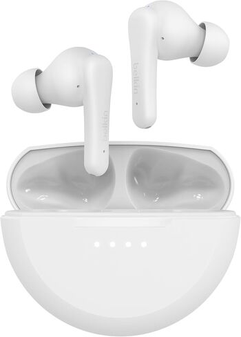 Belkin SoundForm Rhythm True Wireless Earbuds with Built-in Microphone, USB-C Fast Charging, 28H Battery Life, IPX5 Water Resistance - Bluetooth Earbuds for iPhone, iPad, Galaxy, Pixel, & More - Black in Saudi Arabia