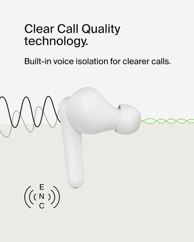 Belkin SoundForm Rhythm True Wireless Earbuds with Built-in Microphone, USB-C Fast Charging, 28H Battery Life, IPX5 Water Resistance - Bluetooth Earbuds for iPhone, iPad, Galaxy, Pixel, & More - Black in Saudi Arabia