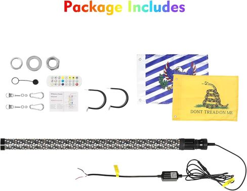 1PC 1FT Fat Whip Light, Spiral RGB LED Whip Light with APP & Remote Control, Lighted Antenna Whip for UTV ATV Offroad Truck Can-Am RZR in Saudi Arabia