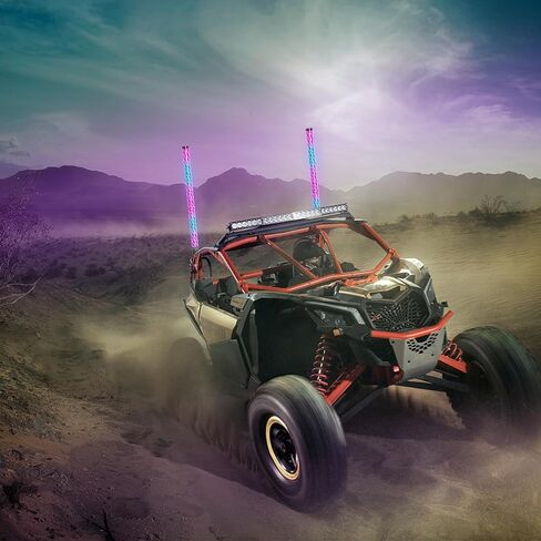 1PC 1FT Fat Whip Light, Spiral RGB LED Whip Light with APP & Remote Control, Lighted Antenna Whip for UTV ATV Offroad Truck Can-Am RZR in Saudi Arabia