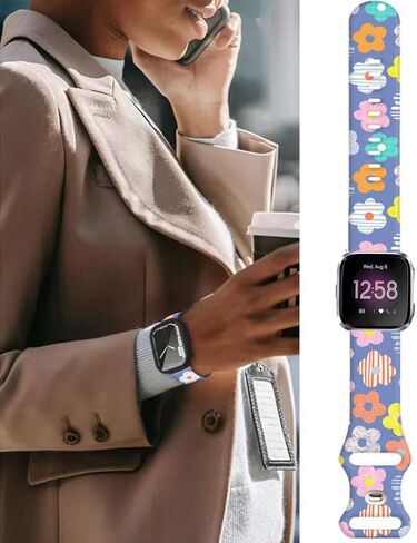 Watch Bands Compatible for Versa 2/ Versa/Versa Lite Bands for Women Men, Soft Silicone Cute Fadeless Sport Strap Replacement for Versa SE Lite in Kuwait