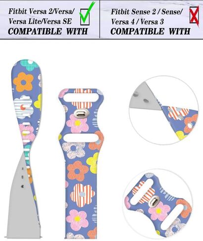 Watch Bands Compatible for Versa 2/ Versa/Versa Lite Bands for Women Men, Soft Silicone Cute Fadeless Sport Strap Replacement for Versa SE Lite in Kuwait