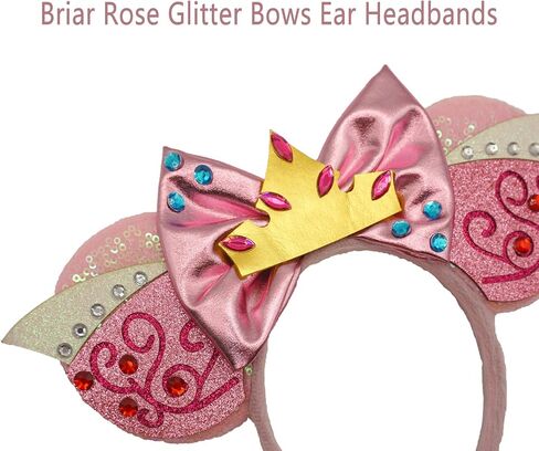 Bow Ears Headbands for Women, Glitter Moana's Frangipani Mouse Ears Headbands for Adult, Costume Birthday Party Decorations Hair Accessory in Saudi Arabia