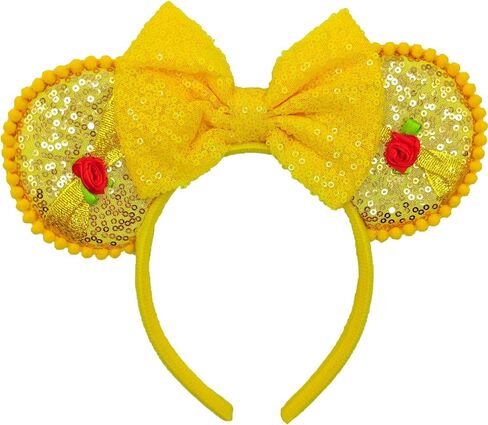 Bow Ears Headbands for Women, Glitter Moana's Frangipani Mouse Ears Headbands for Adult, Costume Birthday Party Decorations Hair Accessory in Saudi Arabia
