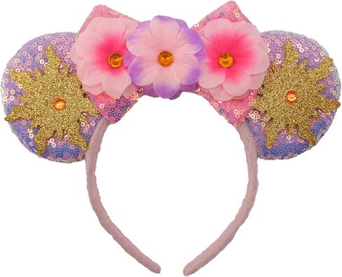 Bow Ears Headbands for Women, Glitter Moana's Frangipani Mouse Ears Headbands for Adult, Costume Birthday Party Decorations Hair Accessory in Saudi Arabia