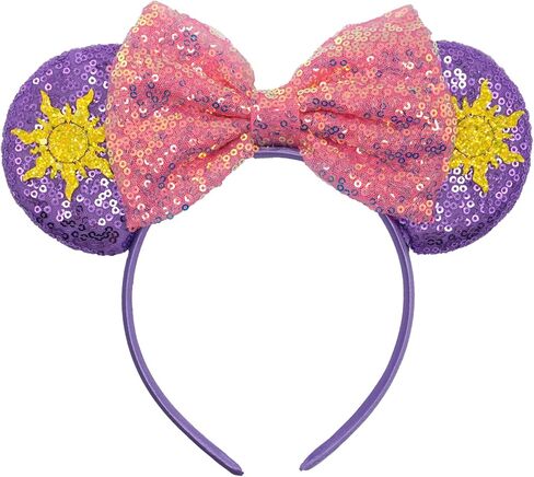 Bow Ears Headbands for Women, Glitter Moana's Frangipani Mouse Ears Headbands for Adult, Costume Birthday Party Decorations Hair Accessory in Saudi Arabia