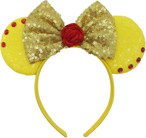 Bow Ears Headbands for Women, Glitter Moana's Frangipani Mouse Ears Headbands for Adult, Costume Birthday Party Decorations Hair Accessory in Saudi Arabia