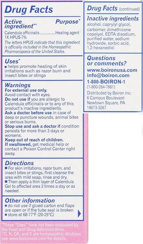 Boiron Calendula Gel Relief from Rashes, Skin Irritations, Razor Burn, Insect Bites, or Sunburns - Non-Greasy and Fragrance-Free - 2.6 oz in Kuwait