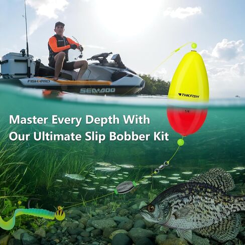 THKFISH Fishing Bobbers Tackle Kit, 35PCS Slip Bobbers Kit with Swimbait Jig Heads, Plastic Fishing Beads, Weight Swivel, Freshwater Fishing Gift for Men, for Crappie Catfish Trout Bass Fishing in Saudi Arabia
