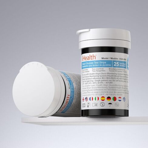 شرائط اختبار الجلوكوز في الدم من iHealth (50 قطعة)، لا يوجد اختبار ترميز لسكر الدم، مؤهلة للحصول على تعويض FSA، قياس دقيق للسكر لمرضى السكر، الشرائط تعمل فقط في أجهزة قياس الجلوكوز من iHealth in Kuwait