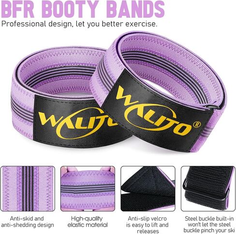 BFR Booty Bands for Women Glutes - Blood Flow Restriction Bands with Weekly Plan for Legs, Butt & Hip Building, Occlusion Bands for Workouts, Best Fabric Bands for Squat Butt & Thigh in Kuwait