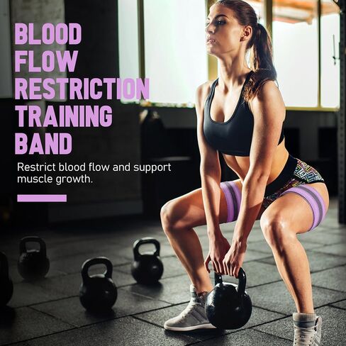 BFR Booty Bands for Women Glutes - Blood Flow Restriction Bands with Weekly Plan for Legs, Butt & Hip Building, Occlusion Bands for Workouts, Best Fabric Bands for Squat Butt & Thigh in Kuwait