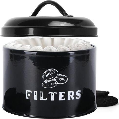 Coffee Filter Holder Vintage Coffee Filter Container with Lid Braided Cotton Drink Coasters for Counter, Home (White) in Saudi Arabia