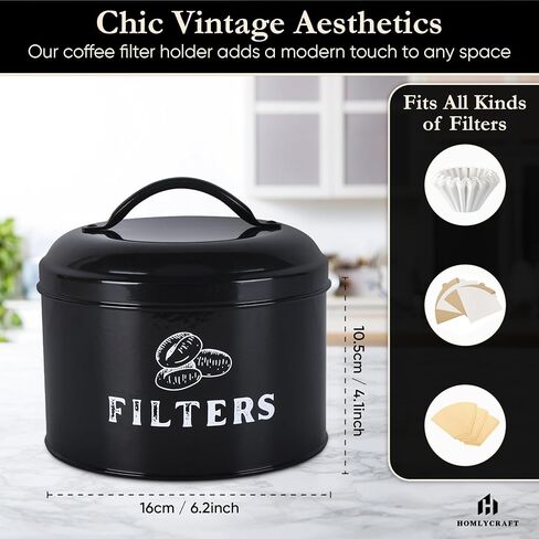 Coffee Filter Holder Vintage Coffee Filter Container with Lid Braided Cotton Drink Coasters for Counter, Home (White) in Saudi Arabia