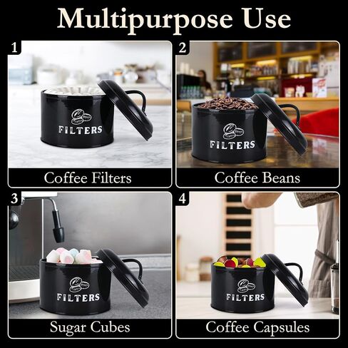 Coffee Filter Holder Vintage Coffee Filter Container with Lid Braided Cotton Drink Coasters for Counter, Home (White) in Saudi Arabia