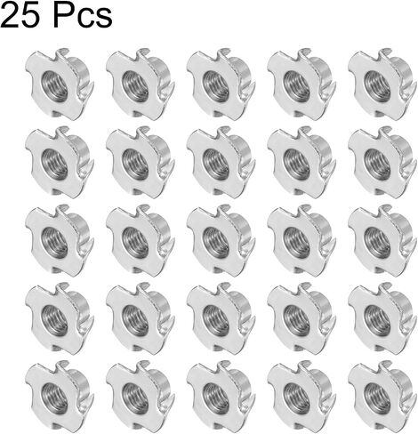 HARFINGTON M10x13mm T-Nuts 4 Pronged Tee Nut 304 Stainless Steel Threaded Inserts for for Wood, Rock Climbing Holds, Cabinetry, Furniture 25pcs in Saudi Arabia