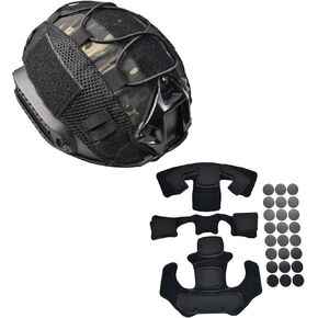 Tactical Helmet Cover,Internal Memory Foam Pads Set and Tactical Fast Airsoft Helmet Cloth for Ops-Core Fast PJ MH Helmet in Size M/L