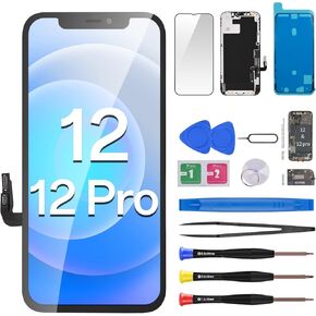 for iPhone 12 Screen Replacement for iPhone 12 Pro 3D Touch LCD Display Digitizer Full Assembly Repair 6.1" Front Glass Waterproof Adhesive Sticker Fix Tools Kit A2172 A2402 A2341 A2406