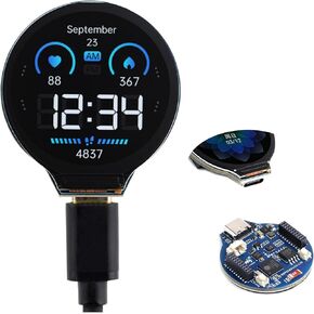 ESP32-S3 Development Board with 1.28inch Round LCD IPS Display 240 x240 Pixel, 32-bit LX7 Dual-Core Processor, GC9A01 Display Driver Chip,Support 2.4GHz W-i-F-i (802.11 b/g/n) and Blue-Tooth 5 (BLE)