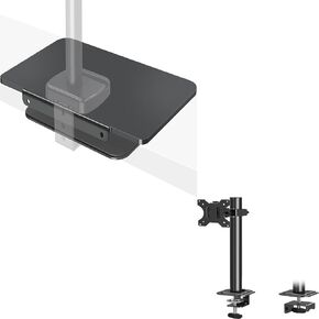 MOUNTUP Single Monitor Mount, Adjustable Monitor Stand for Max 32 Inch Screen + MOUNTUP Monitor Mount Reinforcement for Tempered Glass Desk, Monitor Arm Plate