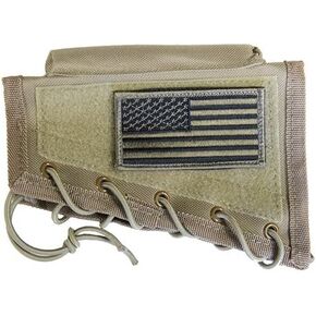Tan Rifle Cheek Rest + USA Patriot Flag Morale Patch Fits Ruger PC4 PC9 PC Carbine 22 10/22 77/22 Gunsite Scout N0.1 Hawkeye M77 77/22 Mini14 Mini30 American Ranch Rifle