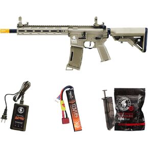 Lancer Tactical Gen 3 Programmable Trigger Hellion MLOCK 10" Lightweight Durable Polymer M4 Airsoft MLOK AEG W/Lipo Battery & Charger (ETU & MOSFET Included)
