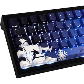 Sunzit Keycaps - Side Print Keycaps 75 Percent, Shine Through Custom Key caps, Japanese PBT Keycap Set Dye Sub, Double Shot, 131 Keys Cherry Profile Keyboard Keycap for Mechanical Keyboard, Snow Wolf