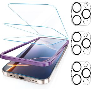 Fotbor [3+3 Pack for iPhone 16 Pro Max Screen Protector, Anti-Blue Light, [Eye Protection] 9H+ Tempered Glass with Camera Lens Protector Anti-Glare