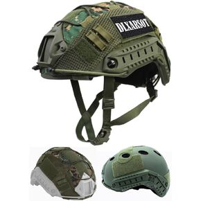 Tactical Airsoft Paintball Fast Helmet with Helmet Cover, PJ Type Multifunctional Protective Helmet with NVG Mount
