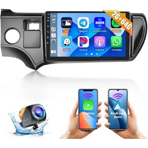 2G 64G Radio for Toyota Prius C 2012-2014 Android 13 CarPlay Car Stereo 9'' HD Touch Screen Compatible with Android Auto AHD Backup Camera Bluetooth GPS WiFi FM RDS