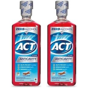 ACT Anticavity Zero Alcohol Fluoride Mouthwash 18 fl. oz., With Accurate Dosing Cup, Mint