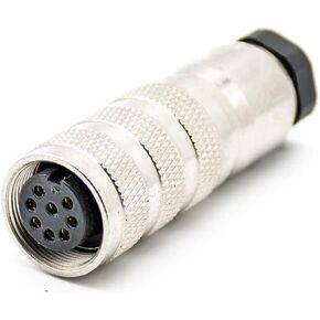 M16 8 Pin Female Connector Solder Type Straight Shielded Weatherproof Connector for Industrial Wiring - Durable Electrical Connection