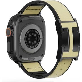 شريط جلدي مغناطيسي متوافق مع Apple Watch Ultra و SE & Series 10-1 (49 مم/46 مم/45 مم/44 مم/42 مم/41 مم/40 مم/38 مم) ، حزام ناعم للسيليكون والجلد للرجال والنساء in Kuwait