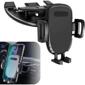 Car Phone Holder for CD Slot, Shock-Absorbing Mute Auto Lock Button Adjustable CD Port Clip Navigation Mount, 360-degree Gimbal Assisted Travel Accessory, Universal Fit for Most Cars (Black)