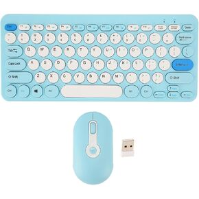Ashata Cute Retro Keyboard with rawe keycaps ، mute orgonomic 2.4g beyboard combo for desktop pc computer for os x (Blue)