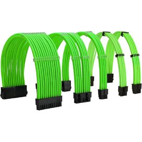 Sleeve Extension Power Supply Cable Kit 18AWG ATX 24P+ EPS 8-P+PCI-E8-P with Combs for PSU to Motherboard/GPU (Green)