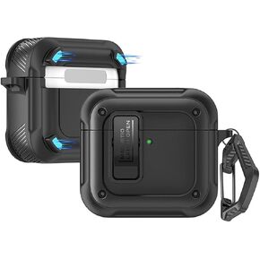 Mizi Magnetic Case for AirPods 4th Generation (2024) with Full Body Shockproof Hard Protection Design, Compatible with MagSafe & USB-C Charging - Black