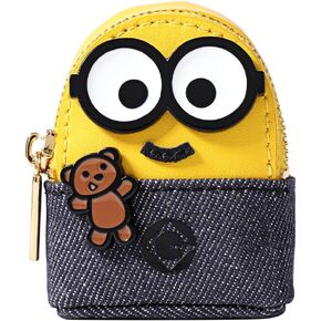 FION Cute Cartoon Minions Bag Charm with Zipper and Cross Body Strap, Mini Minions Coin Purse,Headphone Earbud Storage Bag