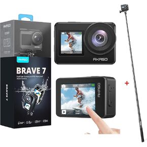 AKASO Brave 7 Action Camera with a 1.2M Selfie Stick and a Tripod Bundle