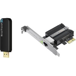 BrosTrend 5Gb PCIe Network Card, PCIe Ethernet Card w/Extra Low-Profile, PCI Express NIC + AC1200 Linux Compatible WiFi Adapter for Ubuntu Mint Debian... Linux USB Wi-Fi Adapter Dual Band 5GHz 2.4GHz