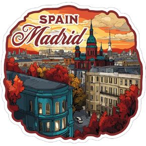 Madrid Spain Sticker 4 Inch - Waterproof Vinyl Decal for Laptop Water Bottle Car Tumbler - Durable Aesthetic Long-Lasting Stickers for Adults ID44990