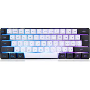 GOWENIC G61 Mechanical Gaming Keyboard, 61 Keys RGB LED Backlit Wired Compact Mini Wired Office Keyboard Ergonomic for Win 98 NT 2000 for Win 7 8 10 for OS X Laptop (White)