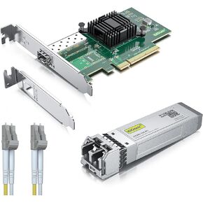 10GBase-SR SFP+ Transceiver & 1-Meter OM3 LCto LC Fiber Patch Cable & 10Gb PCI-E NIC Network Card Compare to Intel X520-DA1